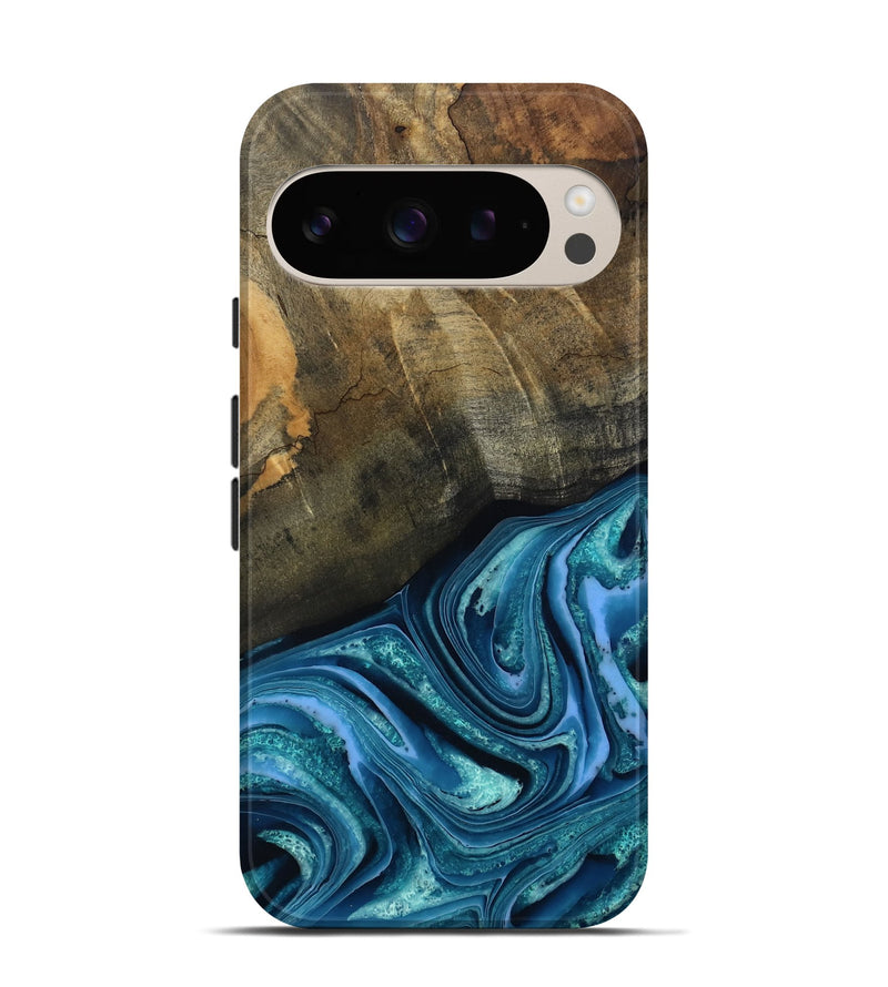 Pixel 9 Wood Live Edge Phone Case - Moshe (Blue, 802438)
