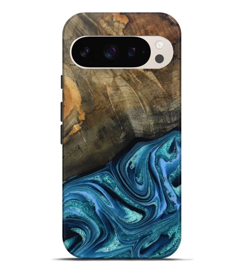 Pixel 9 Pro XL Wood Live Edge Phone Case - Moshe (Blue, 802438)