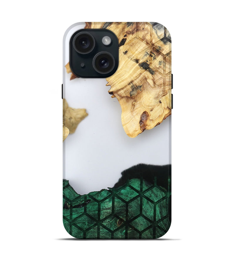 iPhone 15 Wood Live Edge Phone Case - Royal (Clear, 802446)