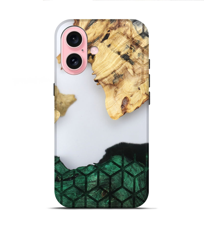 iPhone 16 Wood Live Edge Phone Case - Royal (Clear, 802446)