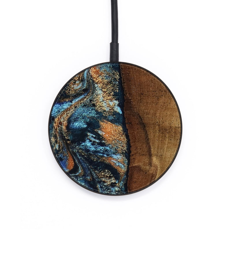 Circle Wood Wireless Charger - Abagail (Teal & Gold, 802449)