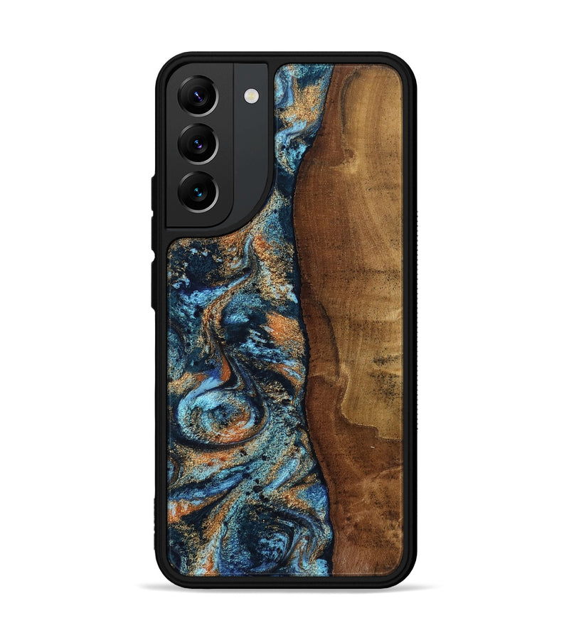 Galaxy S22 Plus Wood Phone Case - Abagail (Teal & Gold, 802449)