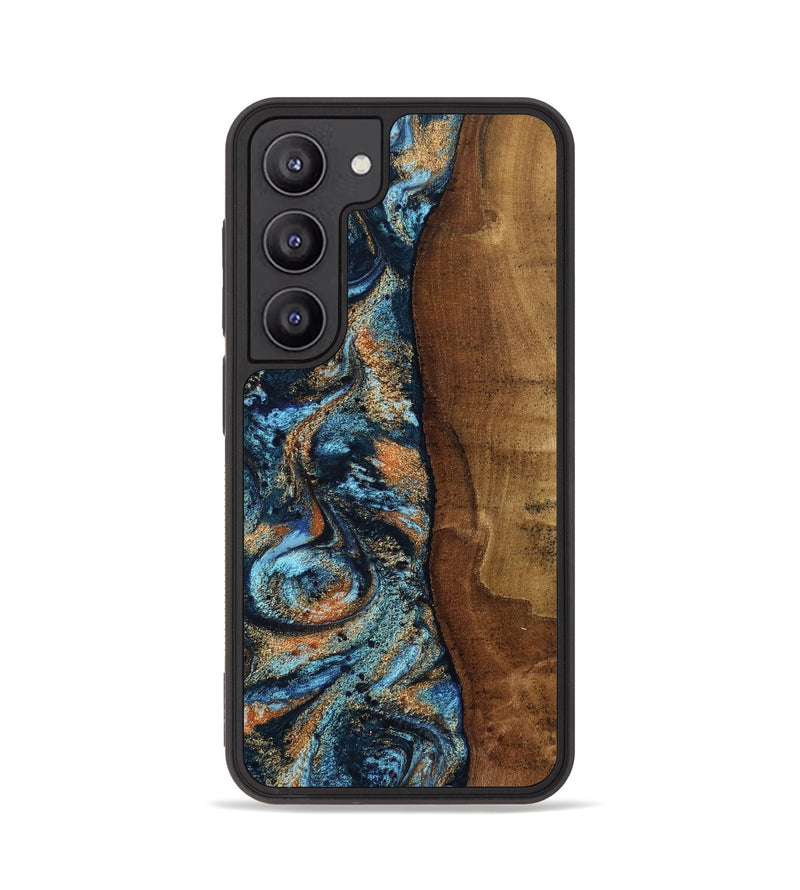 Galaxy S23 Wood Phone Case - Abagail (Teal & Gold, 802449)