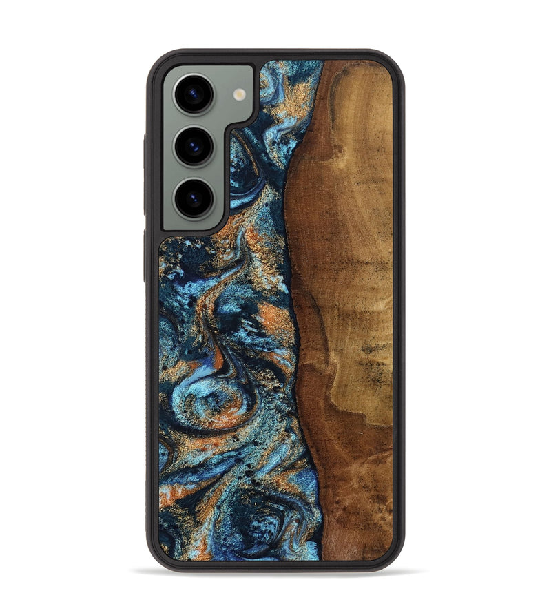 Galaxy S23 Plus Wood Phone Case - Abagail (Teal & Gold, 802449)