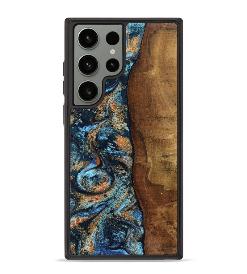 Galaxy S23 Ultra Wood Phone Case - Abagail (Teal & Gold, 802449)