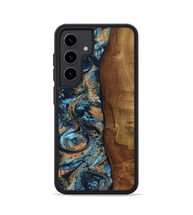 Galaxy S24 Wood Phone Case - Abagail (Teal & Gold, 802449)