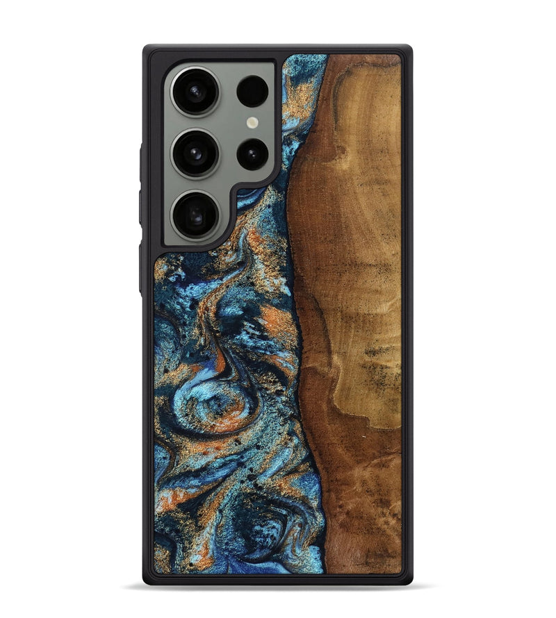 Galaxy S24 Ultra Wood Phone Case - Abagail (Teal & Gold, 802449)