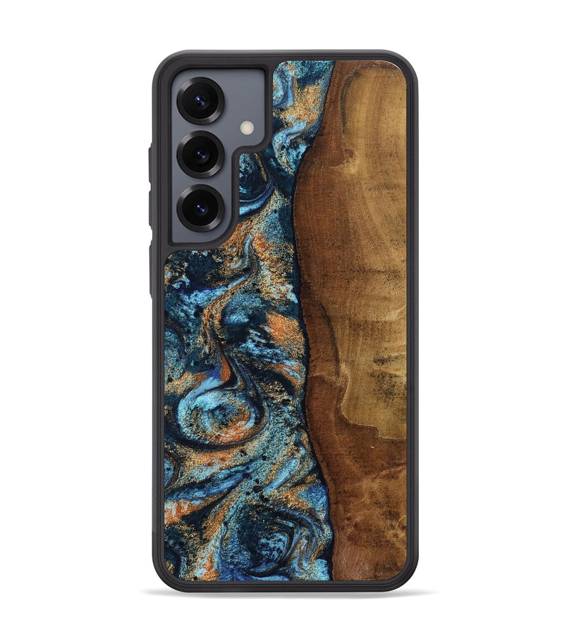 Galaxy S25 Plus Wood Phone Case - Abagail (Teal & Gold, 802449)