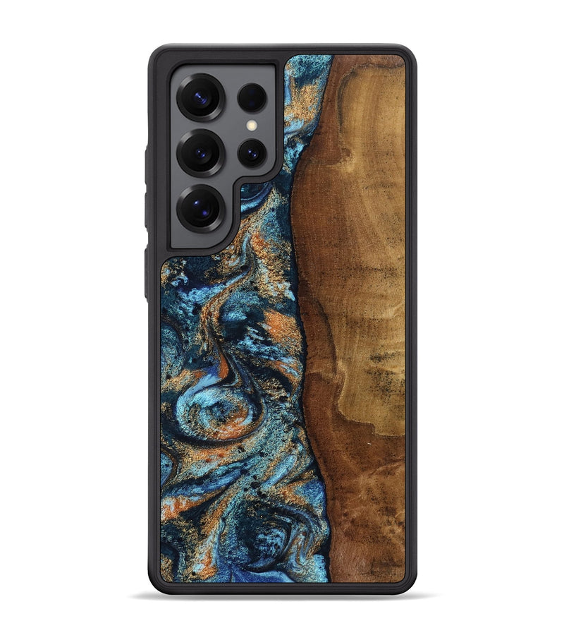 Galaxy S25 Ultra Wood Phone Case - Abagail (Teal & Gold, 802449)