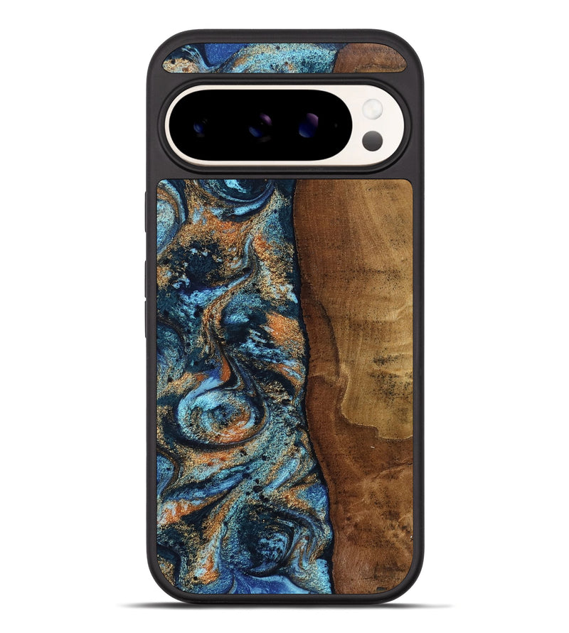 Pixel 10 Pro XL Wood Phone Case - Abagail (Teal & Gold, 802449)