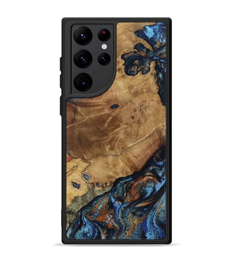 Galaxy S22 Ultra Wood Phone Case - Helena (Teal & Gold, 802450)