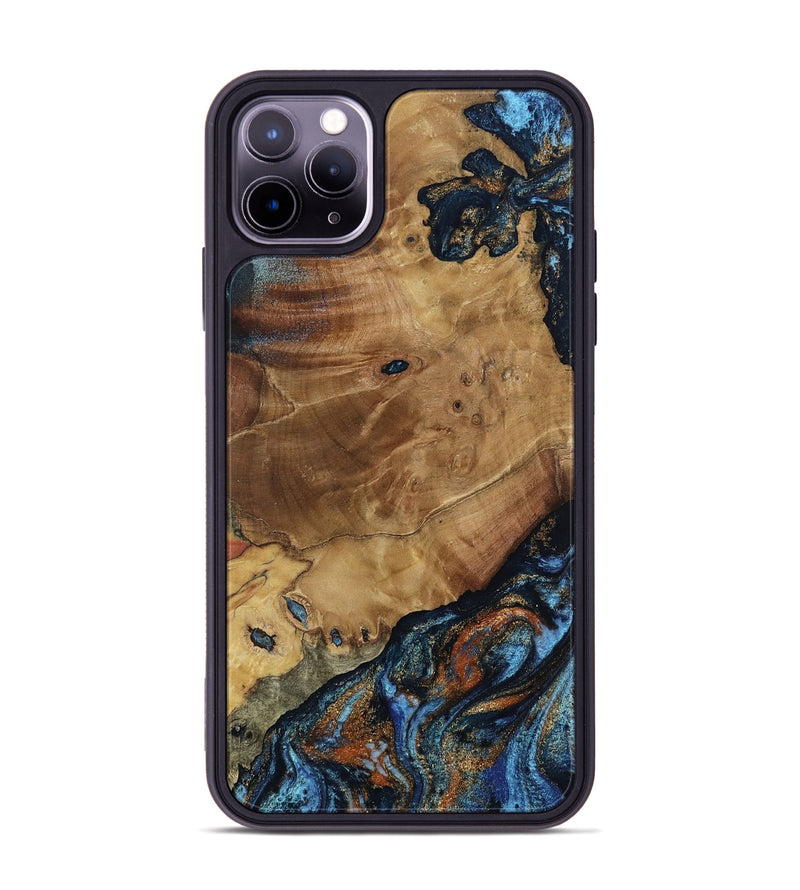 iPhone 11 Pro Max Wood Phone Case - Helena (Teal & Gold, 802450)