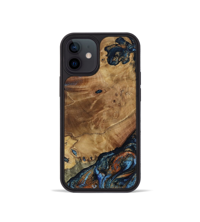 iPhone 12 mini Wood Phone Case - Helena (Teal & Gold, 802450)