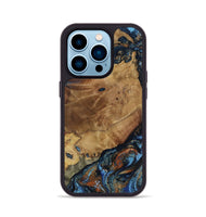 iPhone 14 Pro Wood Phone Case - Helena (Teal & Gold, 802450)