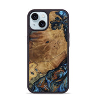 iPhone 15 Wood Phone Case - Helena (Teal & Gold, 802450)