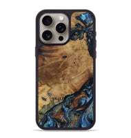 iPhone 15 Pro Max Wood Phone Case - Helena (Teal & Gold, 802450)