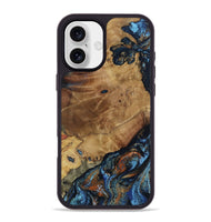 iPhone 16 Plus Wood Phone Case - Helena (Teal & Gold, 802450)