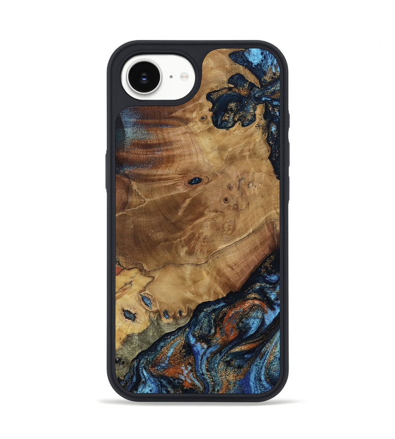 iPhone 16e Wood Phone Case - Helena (Teal & Gold, 802450)