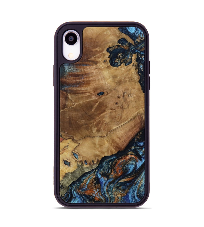 iPhone Xr Wood Phone Case - Helena (Teal & Gold, 802450)