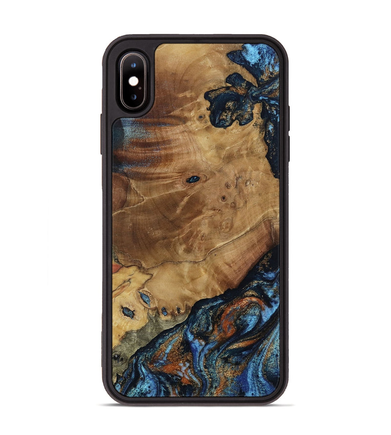 iPhone Xs Max Wood Phone Case - Helena (Teal & Gold, 802450)