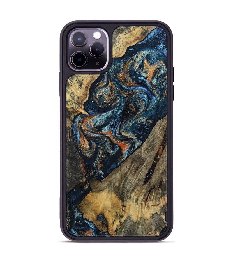 iPhone 11 Pro Max Wood Phone Case - Ronda (Teal & Gold, 802453)