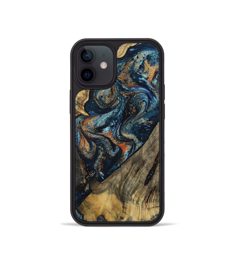 iPhone 12 mini Wood Phone Case - Ronda (Teal & Gold, 802453)