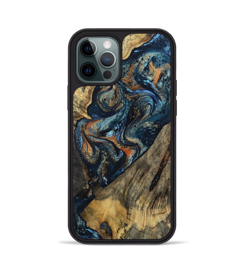 iPhone 12 Pro Wood Phone Case - Ronda (Teal & Gold, 802453)