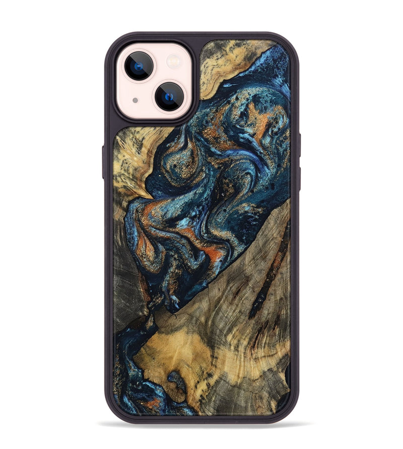 iPhone 14 Plus Wood Phone Case - Ronda (Teal & Gold, 802453)