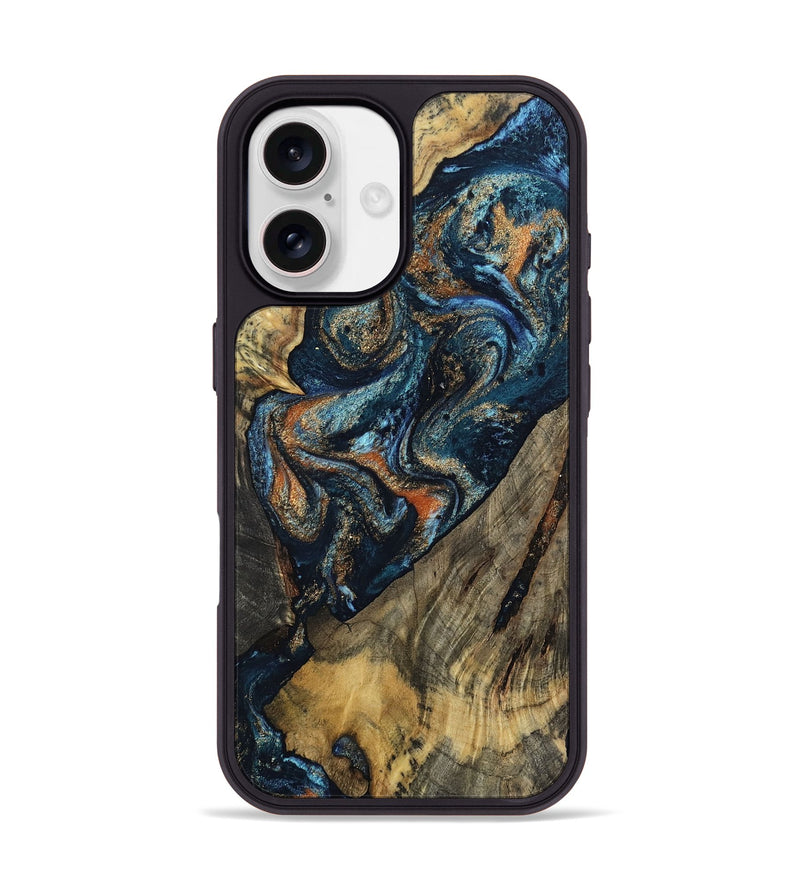 iPhone 17 Wood Phone Case - Ronda (Teal & Gold, 802453)