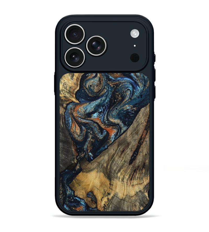iPhone 17 Pro Max Wood Phone Case - Ronda (Teal & Gold, 802453)
