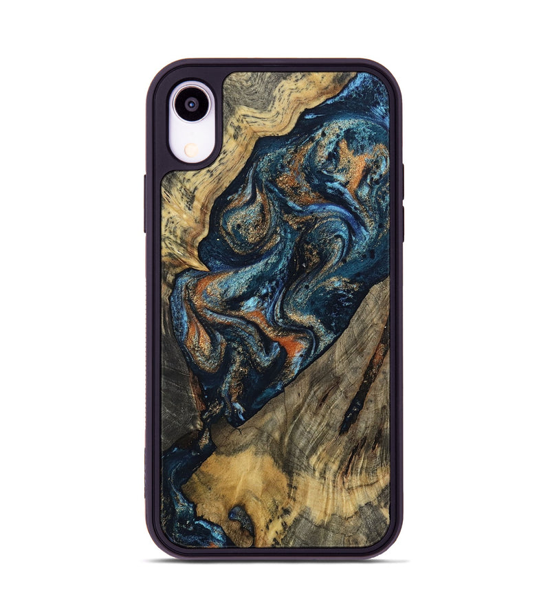 iPhone Xr Wood Phone Case - Ronda (Teal & Gold, 802453)
