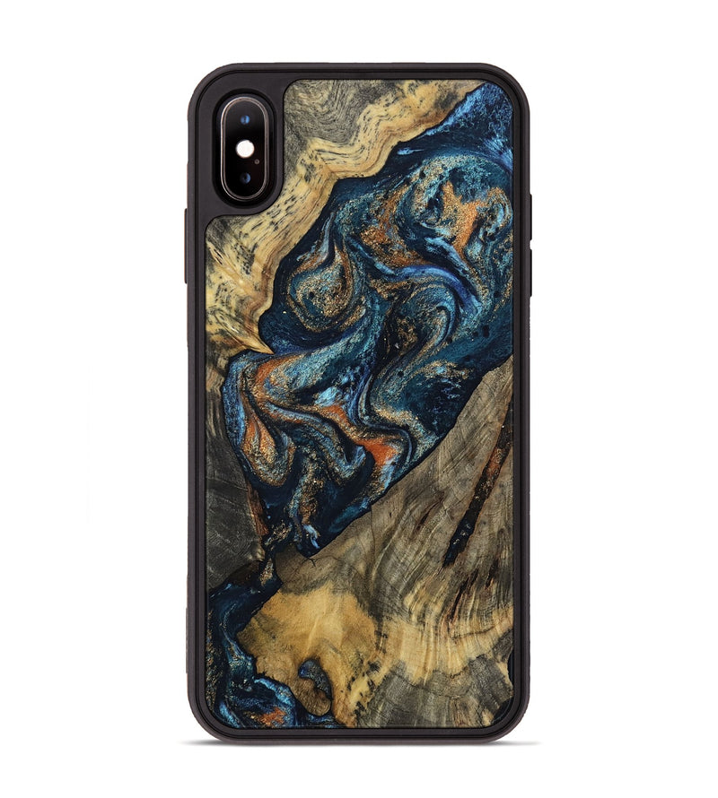 iPhone Xs Max Wood Phone Case - Ronda (Teal & Gold, 802453)