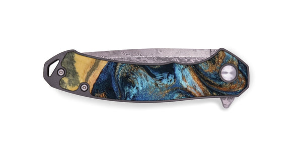 EDC Wood Pocket Knife - Kevin (Teal & Gold, 802454)