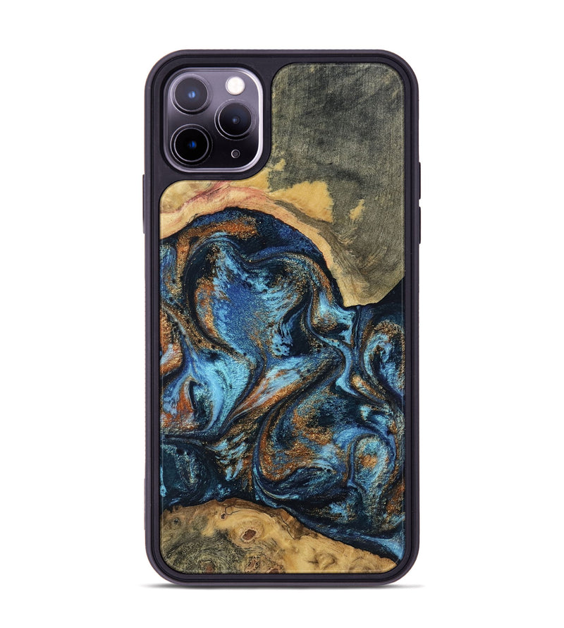 iPhone 11 Pro Max Wood Phone Case - Kevin (Teal & Gold, 802454)