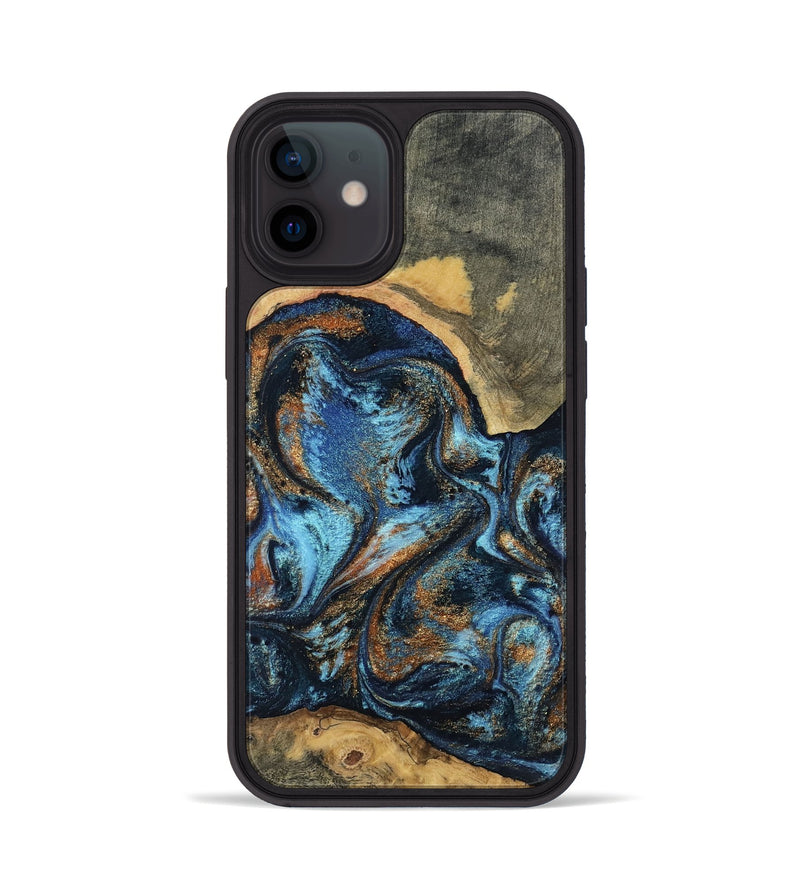 iPhone 12 Wood Phone Case - Kevin (Teal & Gold, 802454)
