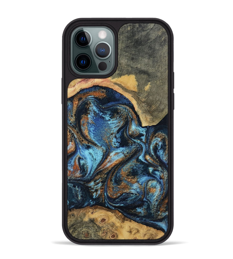 iPhone 12 Pro Max Wood Phone Case - Kevin (Teal & Gold, 802454)