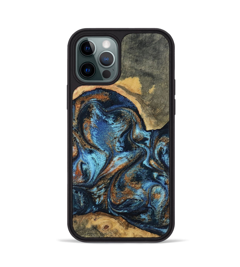 iPhone 12 Pro Wood Phone Case - Kevin (Teal & Gold, 802454)