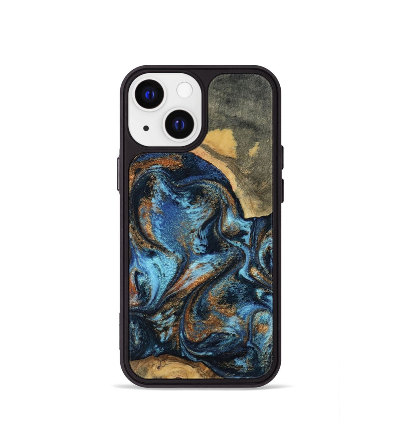 iPhone 13 mini Wood Phone Case - Kevin (Teal & Gold, 802454)