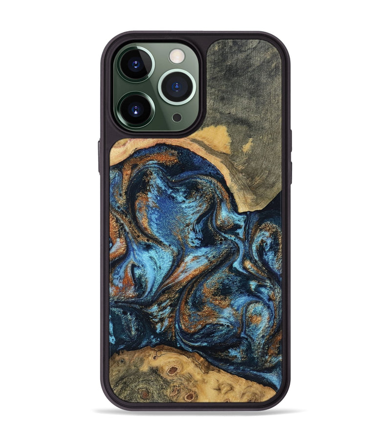 iPhone 13 Pro Max Wood Phone Case - Kevin (Teal & Gold, 802454)