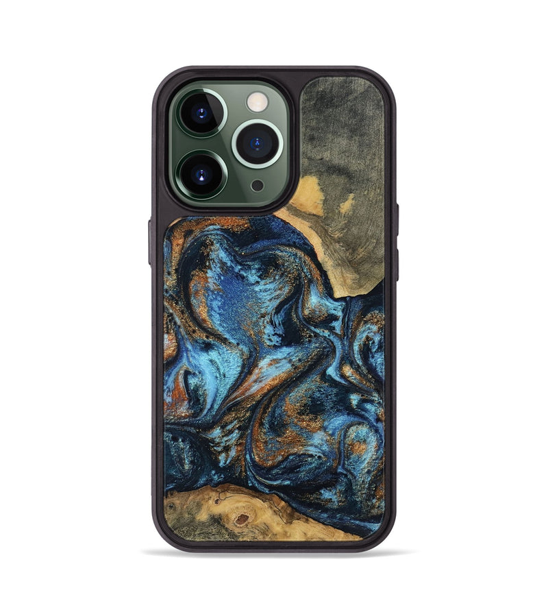iPhone 13 Pro Wood Phone Case - Kevin (Teal & Gold, 802454)