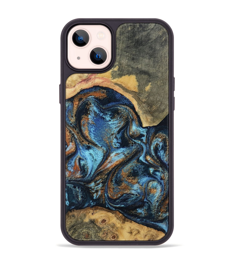 iPhone 14 Plus Wood Phone Case - Kevin (Teal & Gold, 802454)