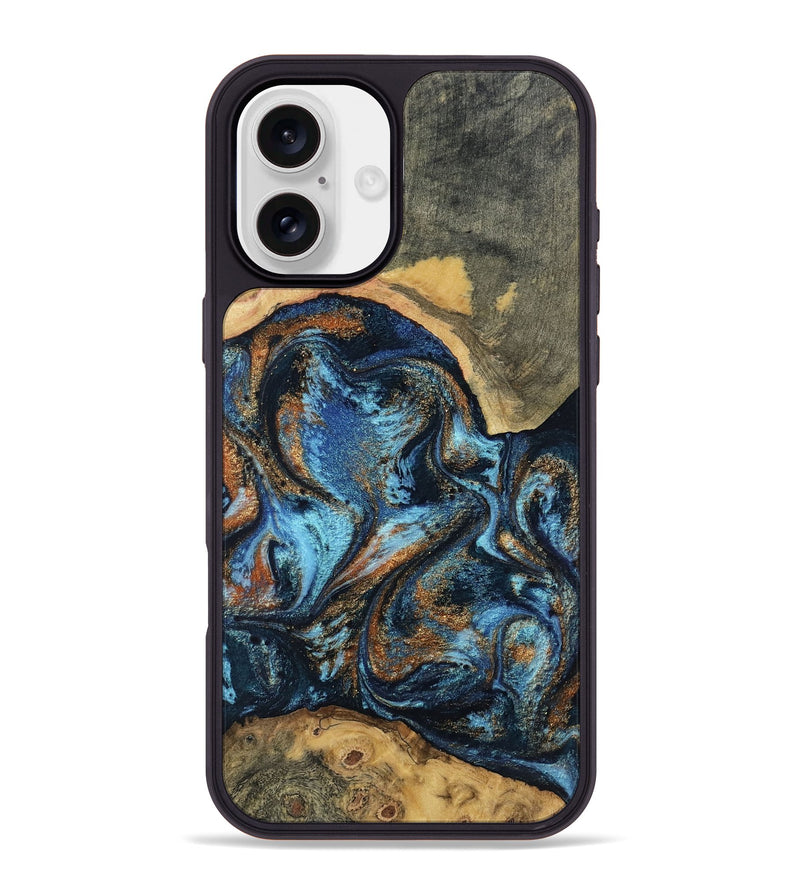 iPhone 16 Plus Wood Phone Case - Kevin (Teal & Gold, 802454)