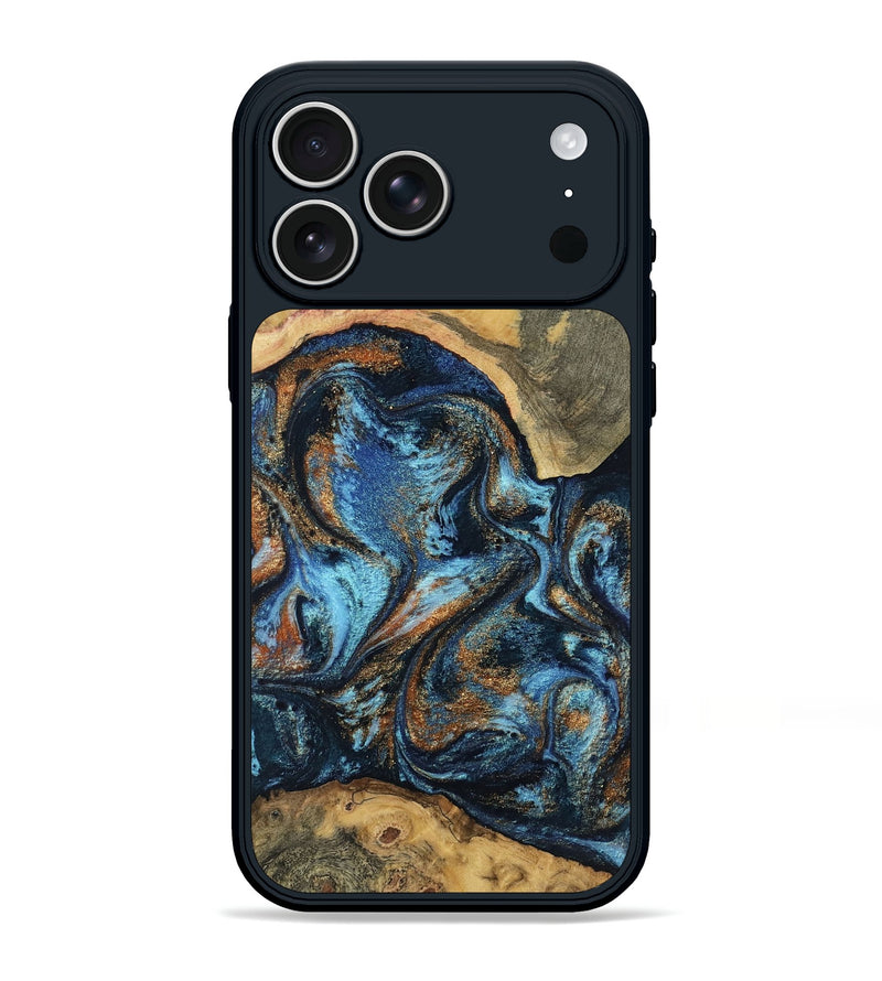 iPhone 17 Pro Max Wood Phone Case - Kevin (Teal & Gold, 802454)