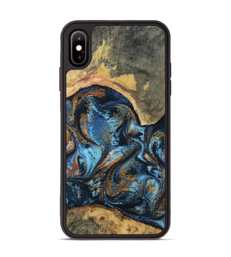 iPhone Xs Max Wood Phone Case - Kevin (Teal & Gold, 802454)
