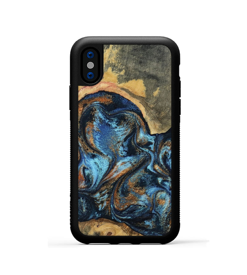 iPhone Xs Wood Phone Case - Kevin (Teal & Gold, 802454)