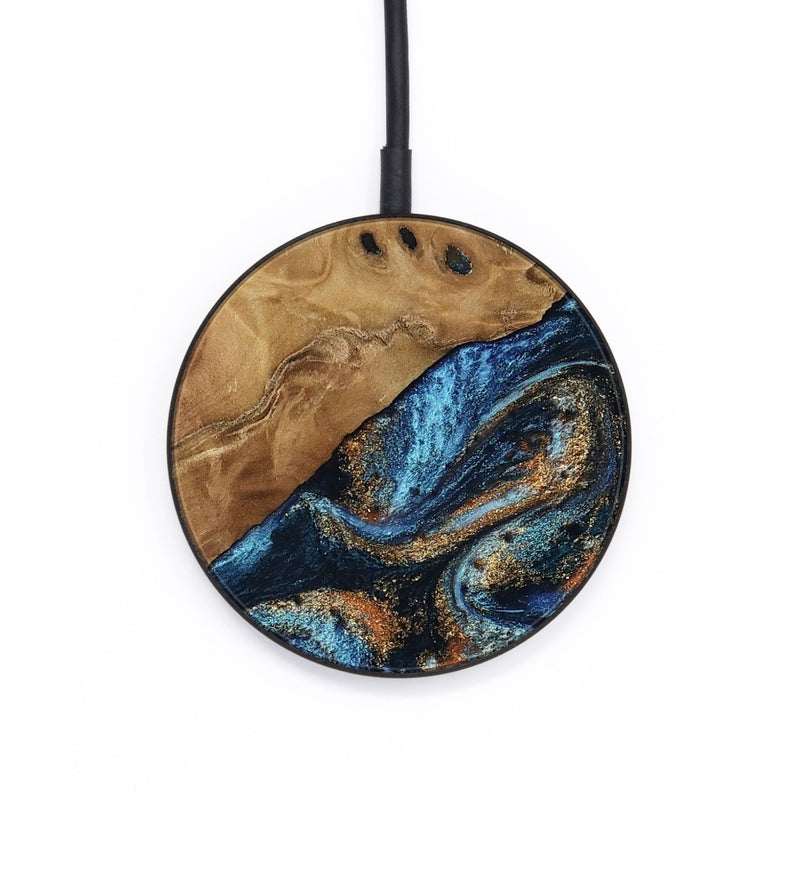 Circle Wood Wireless Charger - Kanye (Teal & Gold, 802455)
