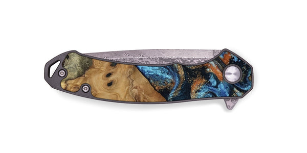EDC Wood Pocket Knife - Kanye (Teal & Gold, 802455)