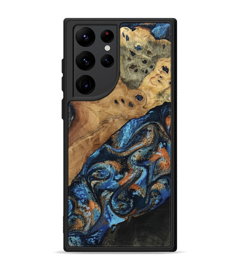 Galaxy S22 Ultra Wood Phone Case - Kanye (Teal & Gold, 802455)