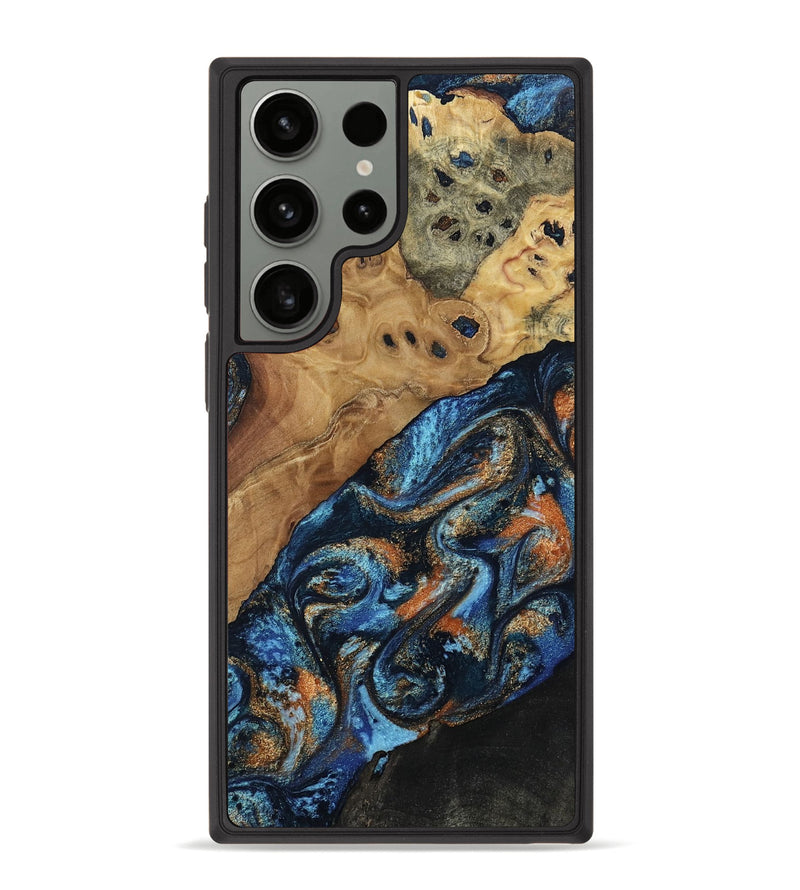 Galaxy S23 Ultra Wood Phone Case - Kanye (Teal & Gold, 802455)