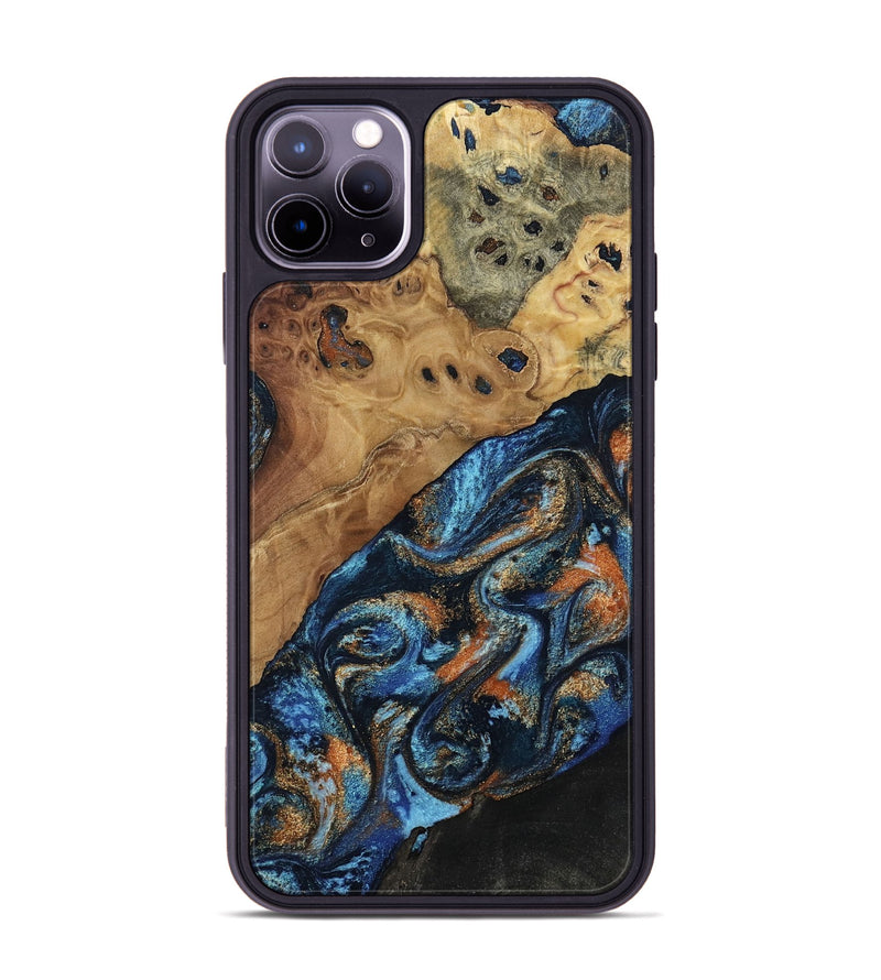 iPhone 11 Pro Max Wood Phone Case - Kanye (Teal & Gold, 802455)